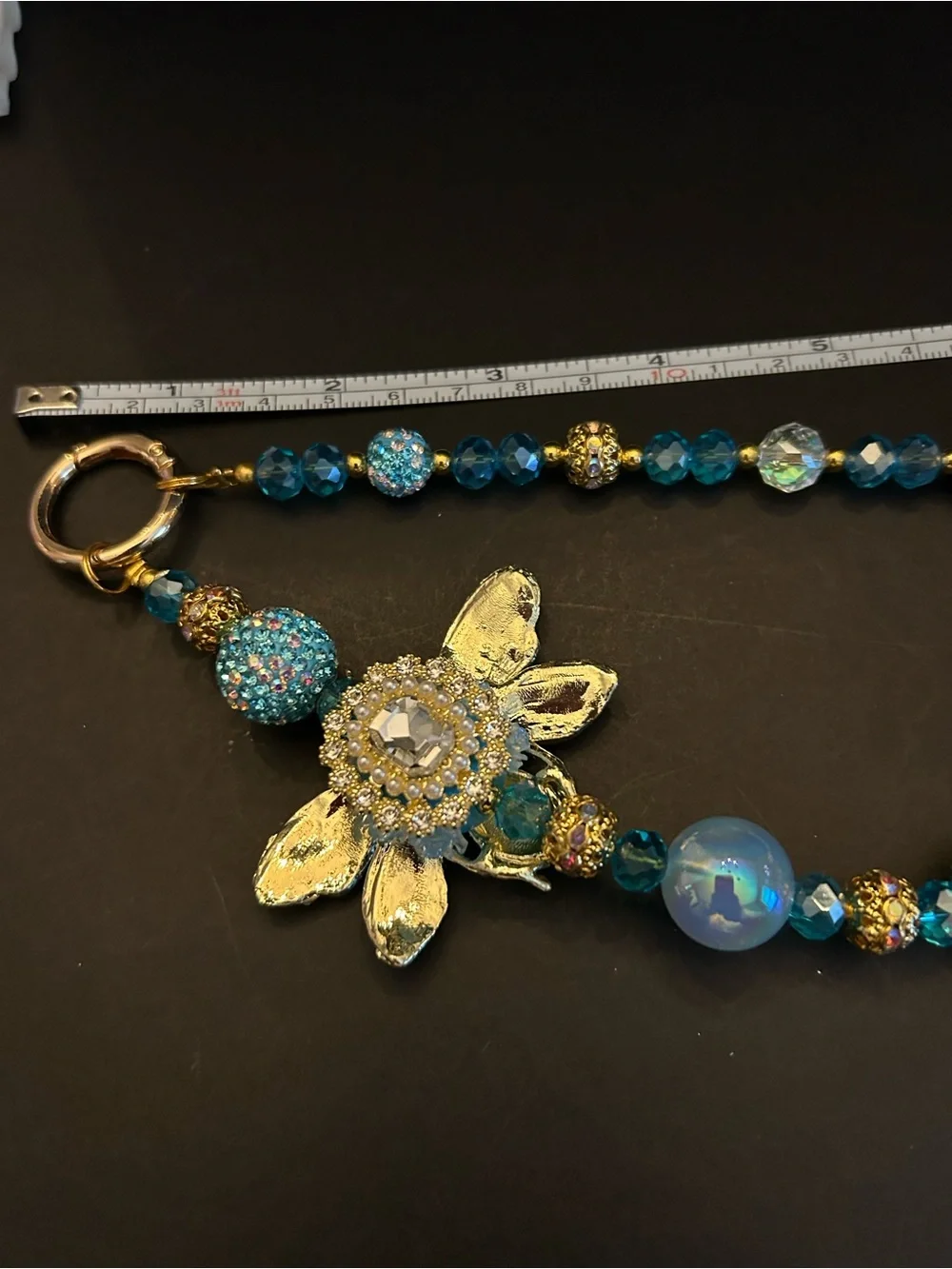 PREMIUM Bee Pendant Purse 👛 Bag Chain Necklace w/Turquoise Crystal Beads